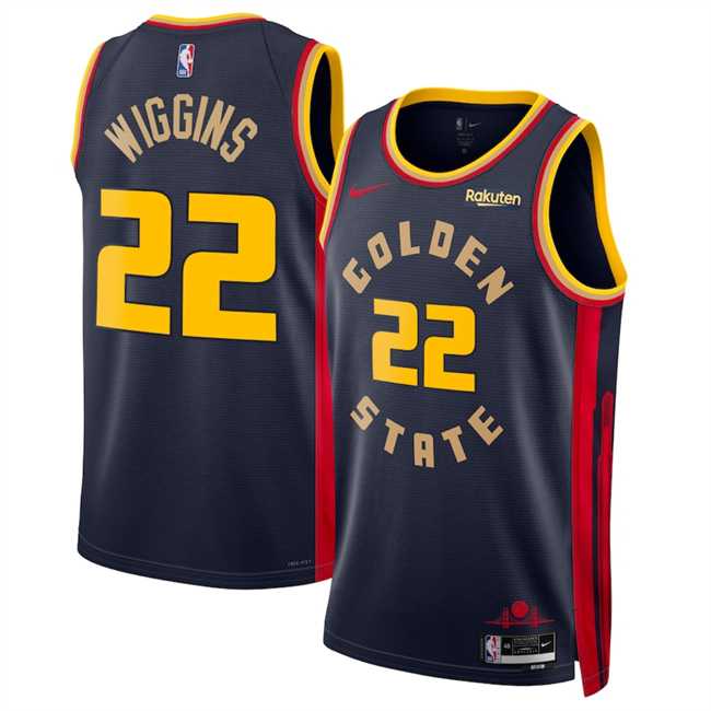 Men%27s Golden State Warriors #22 Andrew Wiggins Navy 2024-25 City Edition Stitched Jersey Dzhi